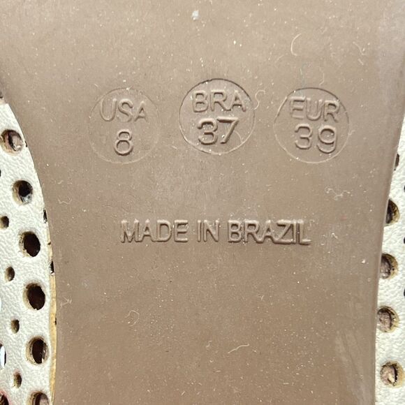 French Soles FSNY Leather Flats Champagne Metallic Laser Cut Square Toe 8-8.5/39 - Picture 11 of 11